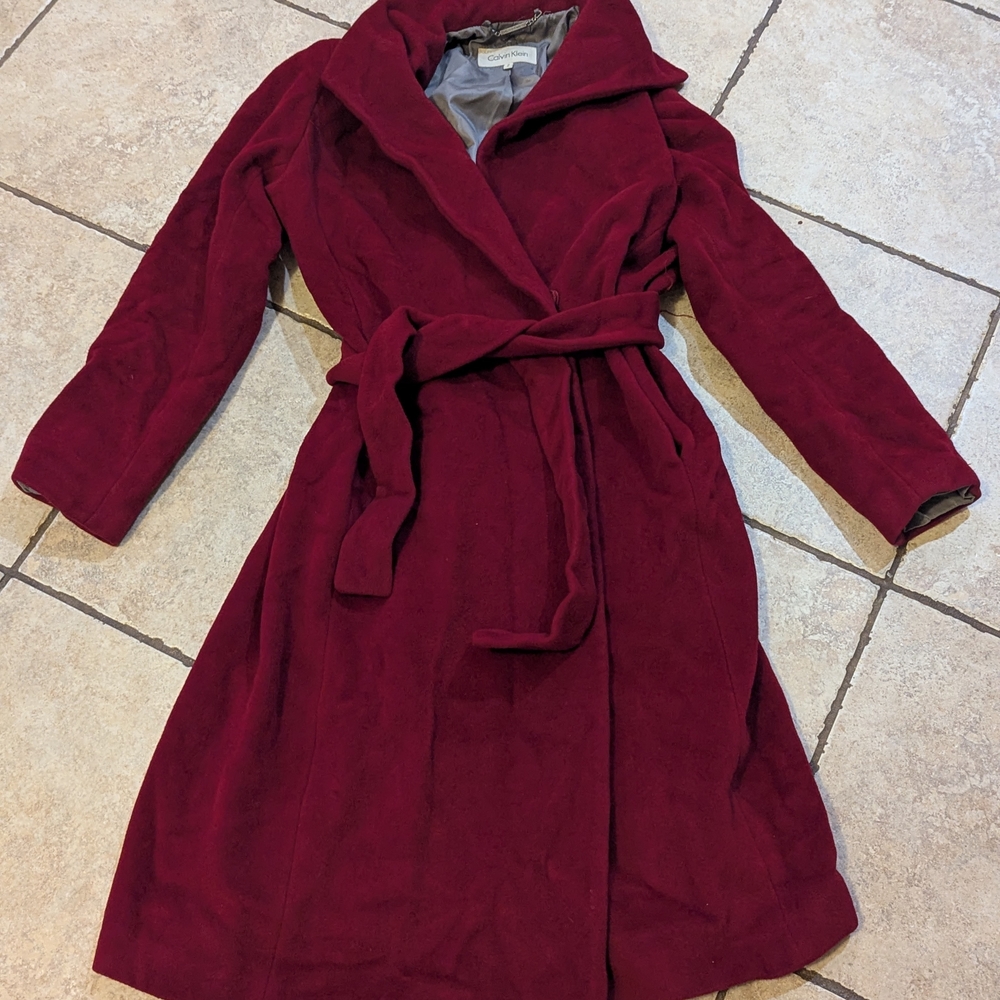 Calvin Klein Women's Belted Trench Coat - Wine